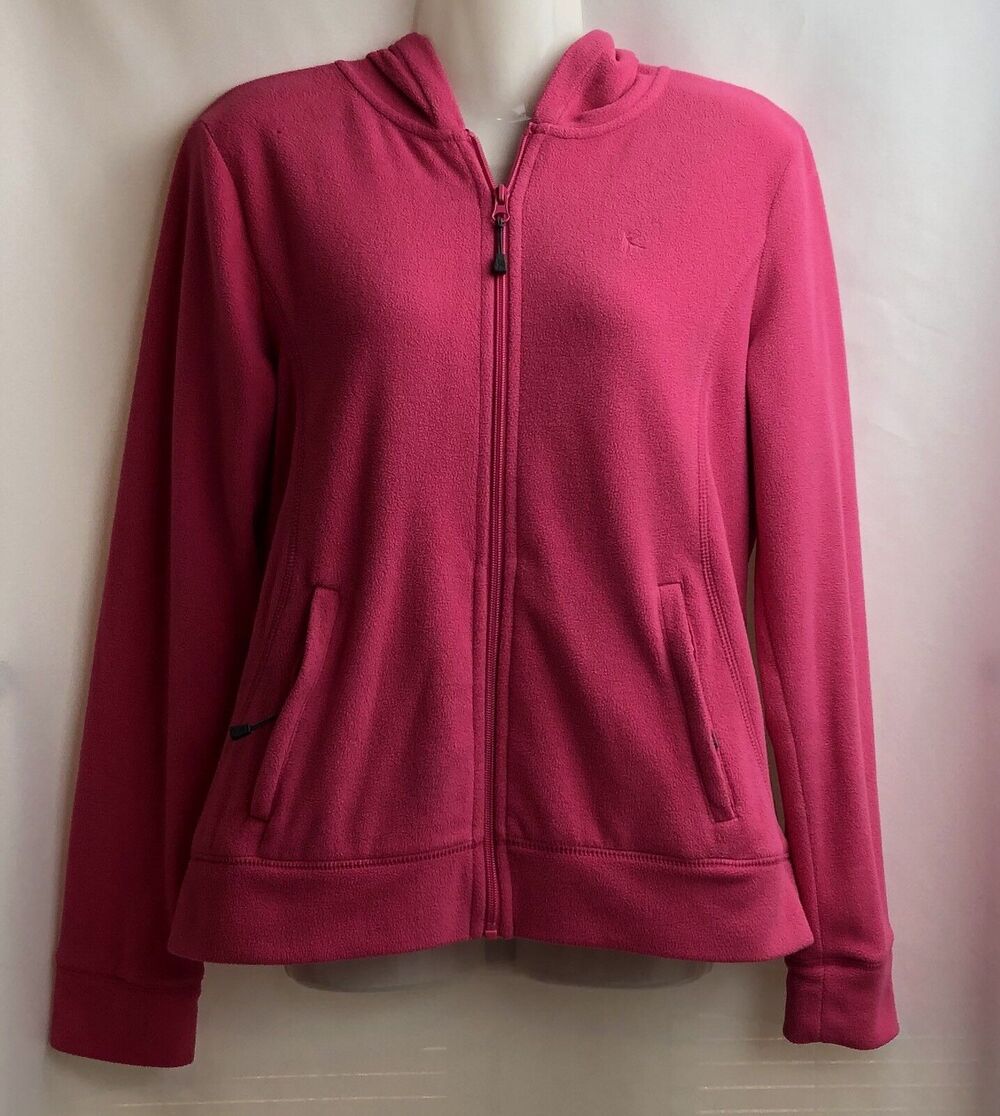 Danskin Now Hooded Jacket Women Medium Pink Zip Pockets Activewear Yoga Running